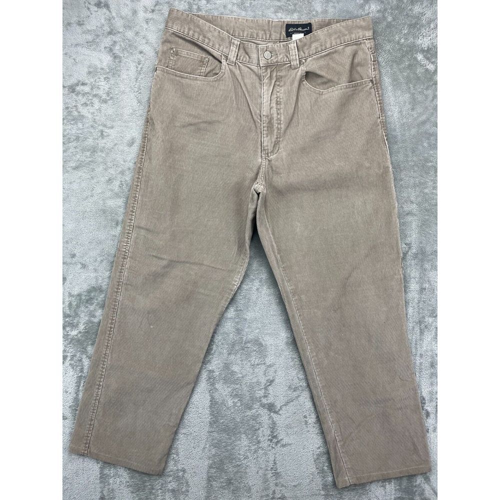 Eddie Bauer Men's Corduroy Jeans 36x32 (Real 36x29) Grayish Tan Tapered - Picture 1 of 9
